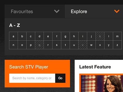 STV Player Closer dark filter orange search stv video