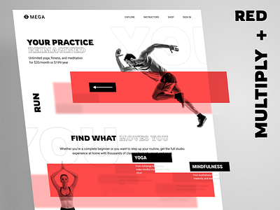 UX/UI MEGA fitness studio design fitness landing photoshop red sport style ui uiux ux web design yoga