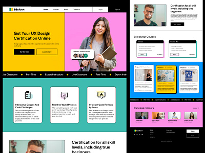 Edukiwi - Online UX Design Courses website bootcamp branding brutalism courses design landing logo neobrutalism online courses ui uiux ux vector web web design