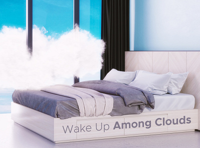 Wake up among clouds 3d art 3d design 3d interior abstract interior render advertisement illustration interior render residential skyscraper