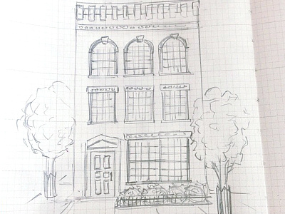 Town-Home city grid illustration pencil sketch townhome townhouse wip