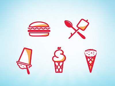 DQ - Icons blizzard cone dairy queen icon iconography illustrate red smore spoon waffel
