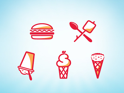 DQ - Icons blizzard cone dairy queen icon iconography illustrate red smore spoon waffel