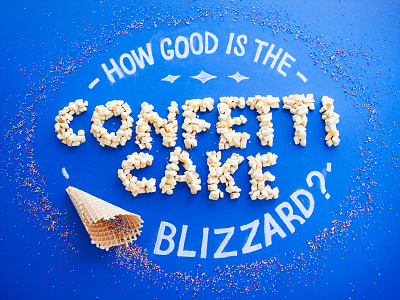 Fan Food Type - Confetti Cake blizzard cake confetti dq food food type food typography hand lettering illustration lettering typography waffle cone