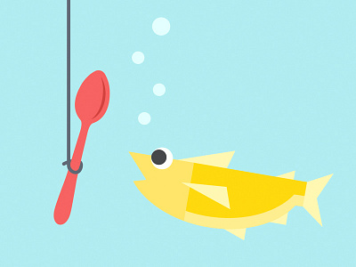 Need a Snack? fish illustrate illustration rocks spoon under vector water