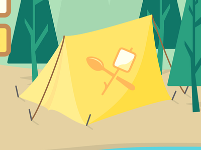 Let's go camping! camp ground icon illustrate illustration outdoor shadow smores tent tree vector