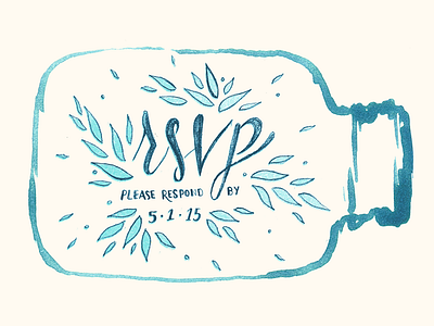 RSVP S’il Vous Plait hand lettering invitations lettering mason jar rsvp script type watercolor