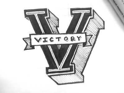 V | Rough sketch lettering pen and ink tmoney typography v
