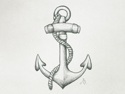 Anchor anchor and hand drawn illustration ink pen rope sketch texture