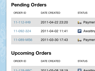 Pending Orders