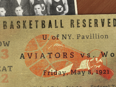 Aviators Ticket basketball grunge logo old playoff sport ticket