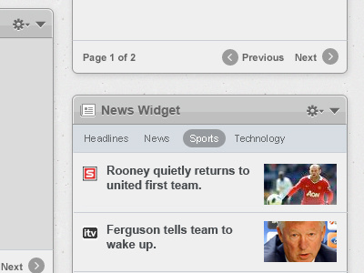 Widgets Example 2 news pane widget