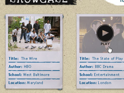 Movie Showcase design ul website