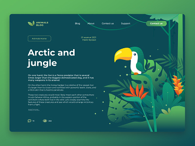 Blog screen about animals