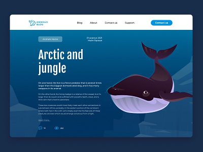 Design of the blog page about animals