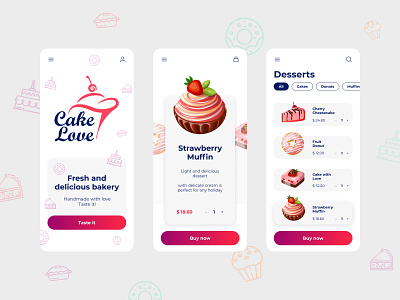 Confectionery, bakery "Cake&Love" application application design artschool webdesign uxui design bakery carddesign confectionery design khmeliardesign minimal product card ui ux uxui design web