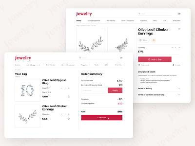 Jewelry UI design order and payment form