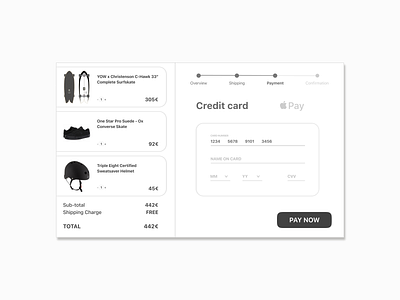 A credit card checkout page for Skateboard shop