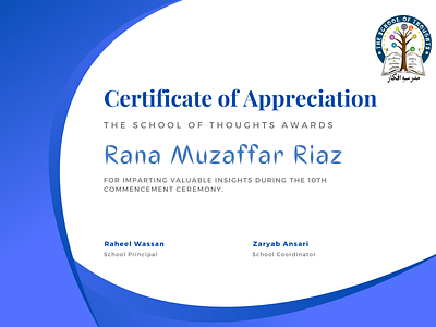 Certificate of Appreciation