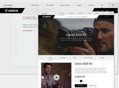 Canon Store: Corporate website. branding design e commerce store ui user experience ux