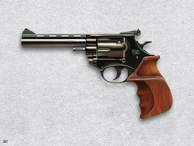.357 brushing digital gun mahogani painting photo realistic photoshop practice rendering