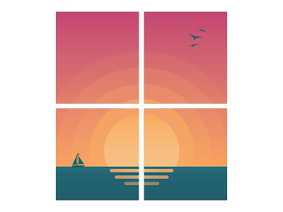 Sunset Window ocean sailboat sunset vector window