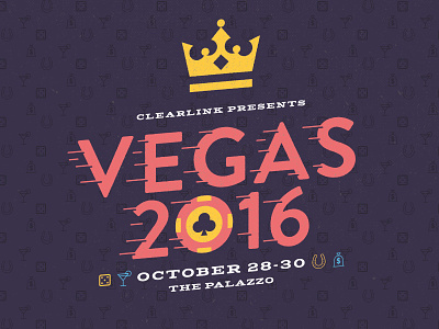 Clearlink Vegas Branding 2016 crown gambling icons las vegas poker chip speed lines texture vegas vintage