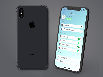 personal settings layout app branding ui ux