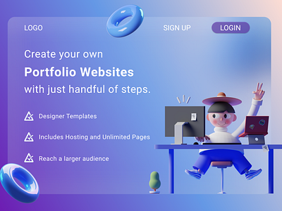 Portfolio Website Landing Page blue design glass glassmorphism homepage landing page trending ui ux web design webpage