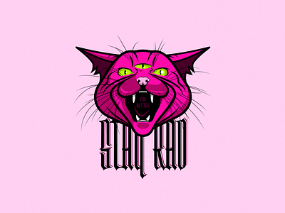 You Better Stay Rad cat character design half tone illustration ink kitty logo screen printing stay rad symbol three eyed vector