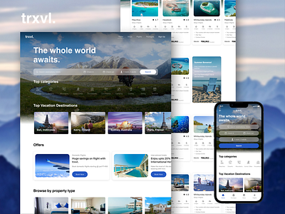 Travel website landing page app design free landing page travel ui ux web website