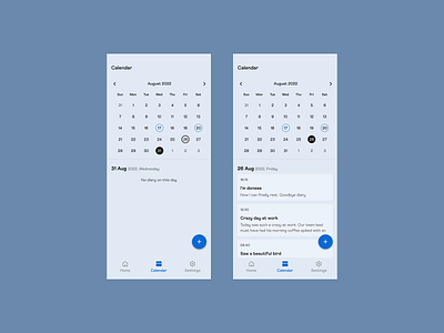 Musings - Calendar Section app design ui ux