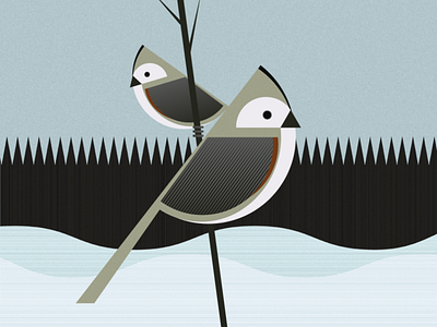 Tufted Titmouse bird design illustration illustrator midwest nature outdoors shapes snow wildlife winter
