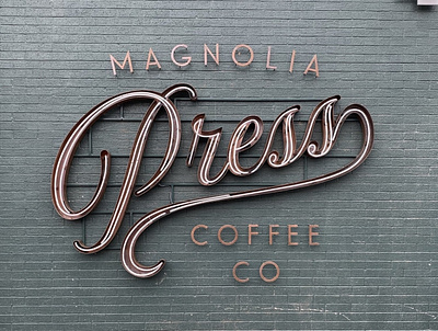 Magnolia Press - Interior and Exterior Signage art direction brand development brand strategy branding design editorial layout graphic design illustration logo magnolia neon singage