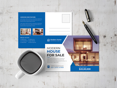 Professional Real Estate Postcard Design Template agent graphic design house selling marketing postcard post card design postcard design print design print ready printing design professional real estate flyer real estate postcard design