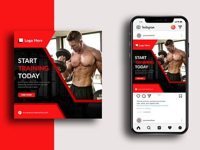 Professional Gym And Fitness Social Media Post Banner Design