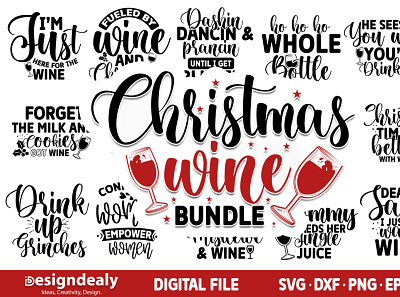 Christmas Wine SVG Bundle | 19 Designs all shop bundle camping svg design illustration logo svg workout quotes svg bundle