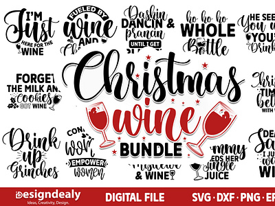 Christmas Wine SVG Bundle | 19 Designs