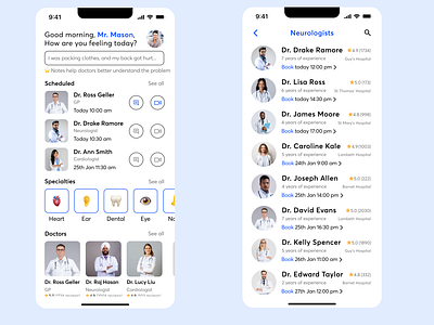 Online Doctor's Appointment App 🩺 app consultation design disease doctor doctors health healthcare healthtech medical medication medicine medtech minimalist mobile onlinemedicine telemedicine treatment ui ux