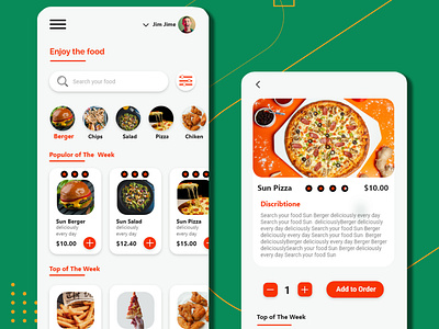 Sun Food app design graphic design ui ux