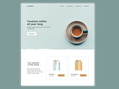 Landing page - web design- hero section coffee commerce eshop green hero section landing page pastel warm web web design website