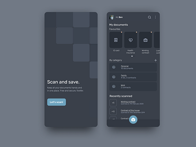 Scanner App - mobile app app appdesign blue clean dailyui dark design minimal ui uidesign userexperience userinterface