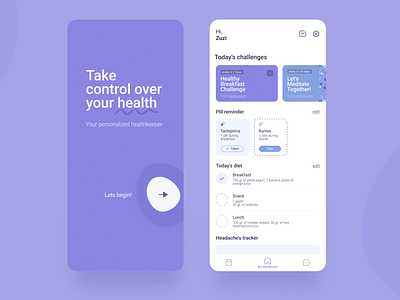 Medical application for patients with special needs - UI design app appointment dailyui design health medical medical app medical tracker minimalist mobile pastel purple simple tracker ui ux