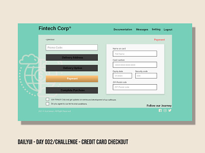 Daily UI #002 - Fintech Corp - Credit Card (checkout) card payment challenge checkout dailyui day002 design fintech graphic design ui ux