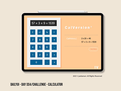 Daily UI #004 - Tablet Calculator Called CalVersion. app branding calculator calversion challenge dailyui design future logo ui user friendly