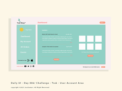 Daily UI #006 - User Account Area \\ Trak Shop account area branding challenge cool colors dailyui design illustration overview section ui user profile