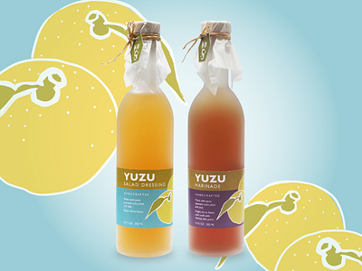 Yuzu bottles branding cpg design dressing food graphic design icon illustration labels logo marinade packaging