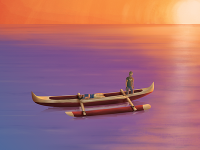 Desmond & Charlie boat charlie desmond illustration lost sunset