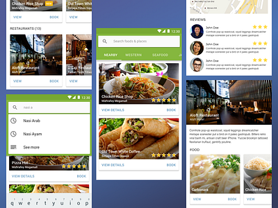 Foodly - Find Places to Eat & Drink android auto complete cards drink eat food listing map material material design reviews search