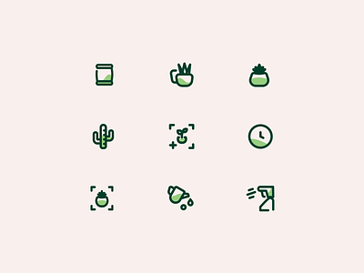 Vera: Plant care app iconography activities branding cactus green icons icon set iconography icons plant app plants succulent ui uidesign watering